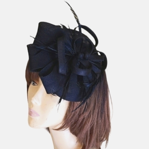 Black  Fascinator W/Clip Hat Church‎ Tea Party Derby Hair Accessories
